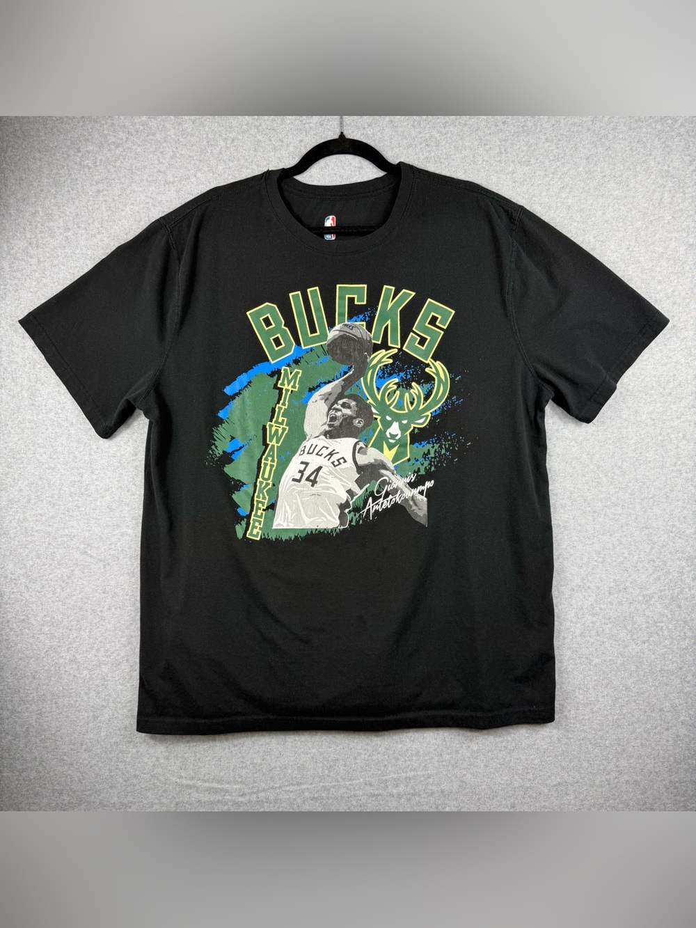 NBA Milwaukee Bucks Black Graphic Tee - Giannis Antetokounmpo